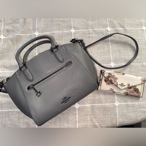 Coach Gray Satchel with floral wallet